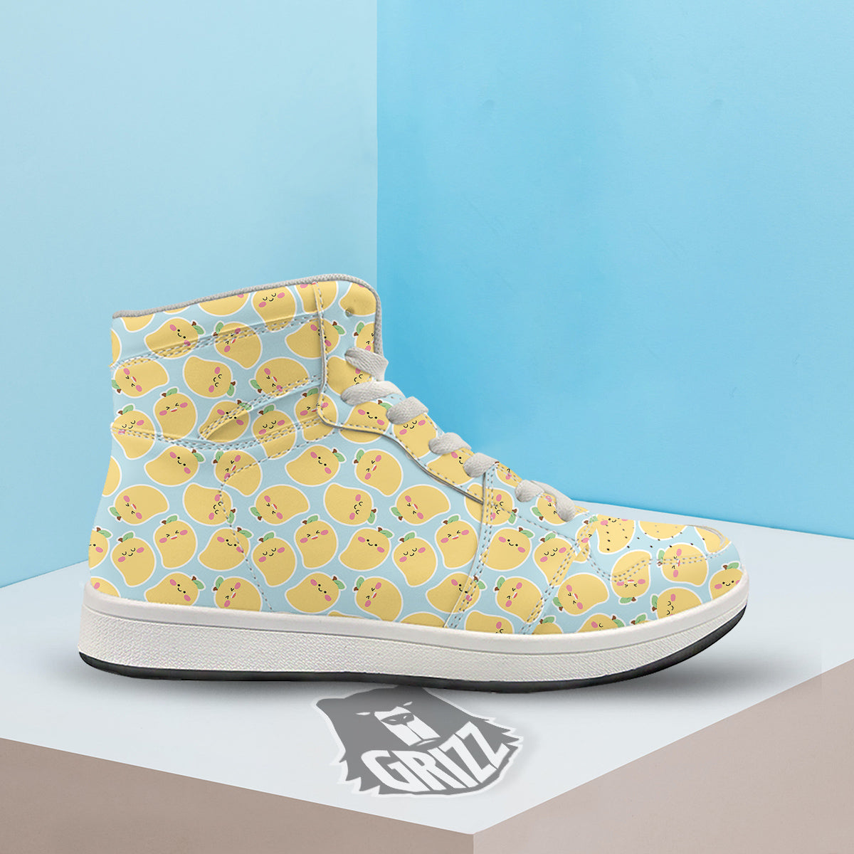 Mango Cute Print Pattern High Top Sneakers-grizzshop