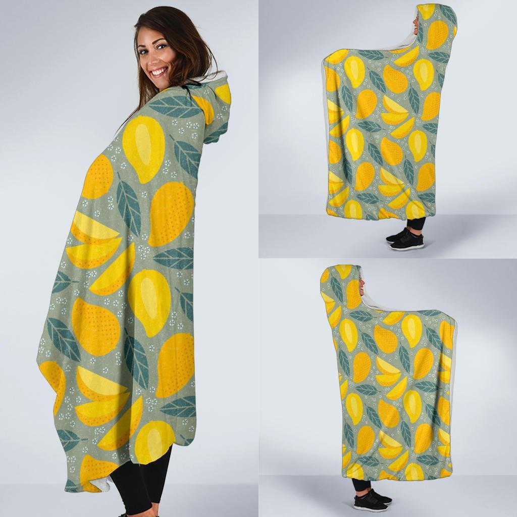 Mango Cute Print Pattern Hooded Blanket-grizzshop