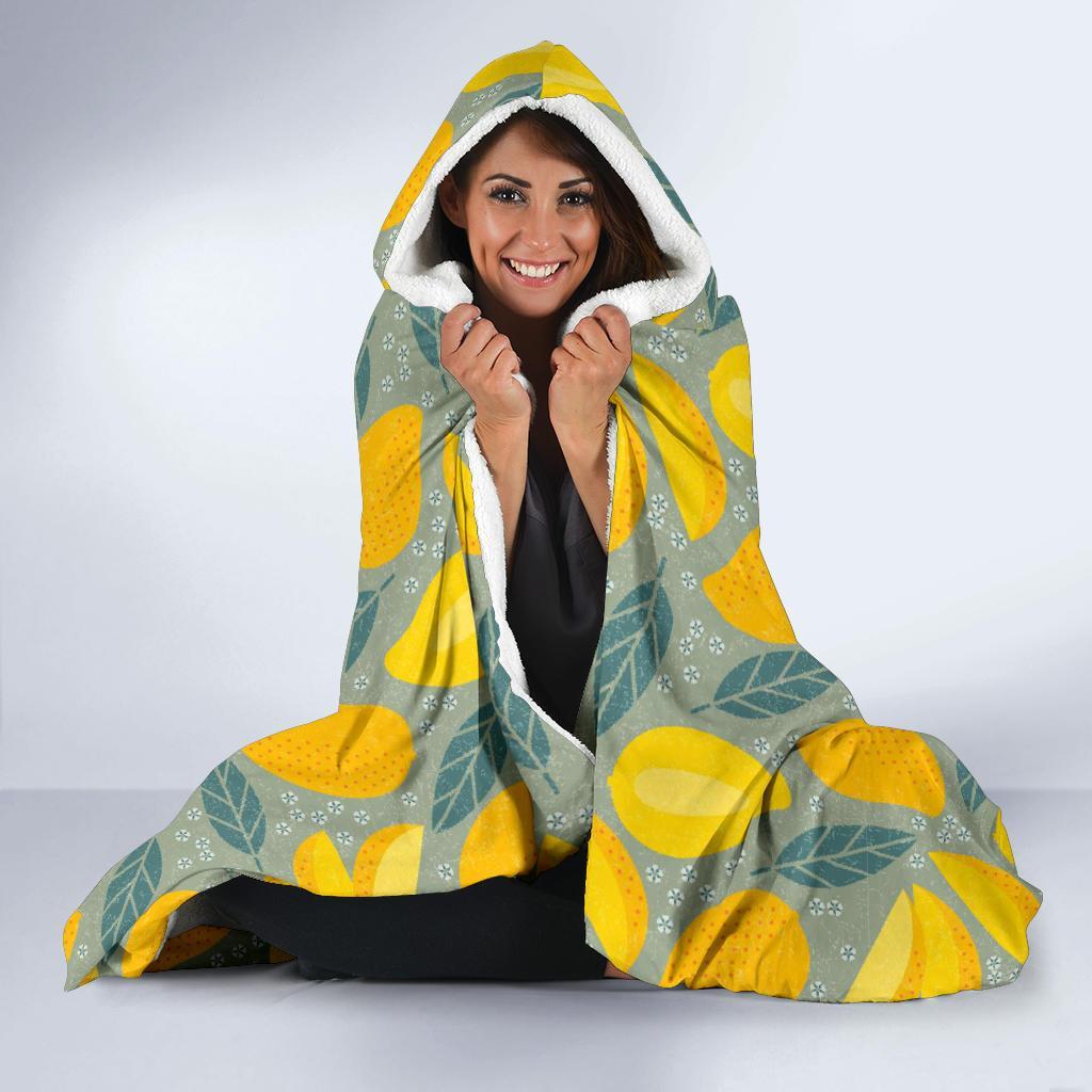 Mango Cute Print Pattern Hooded Blanket-grizzshop