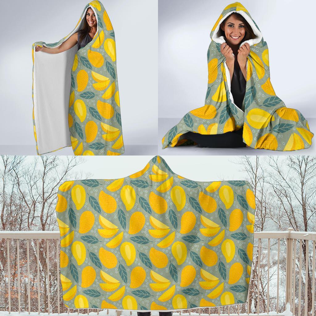 Mango Cute Print Pattern Hooded Blanket-grizzshop