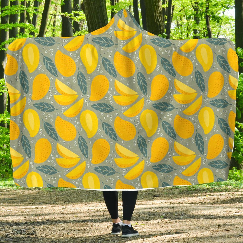 Mango Cute Print Pattern Hooded Blanket-grizzshop