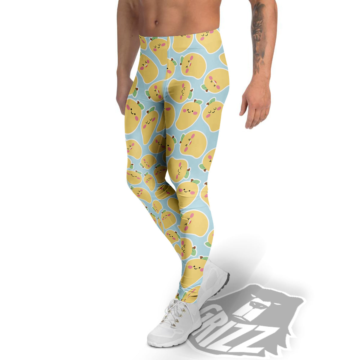 Mango Cute Print Pattern Men's Leggings-grizzshop