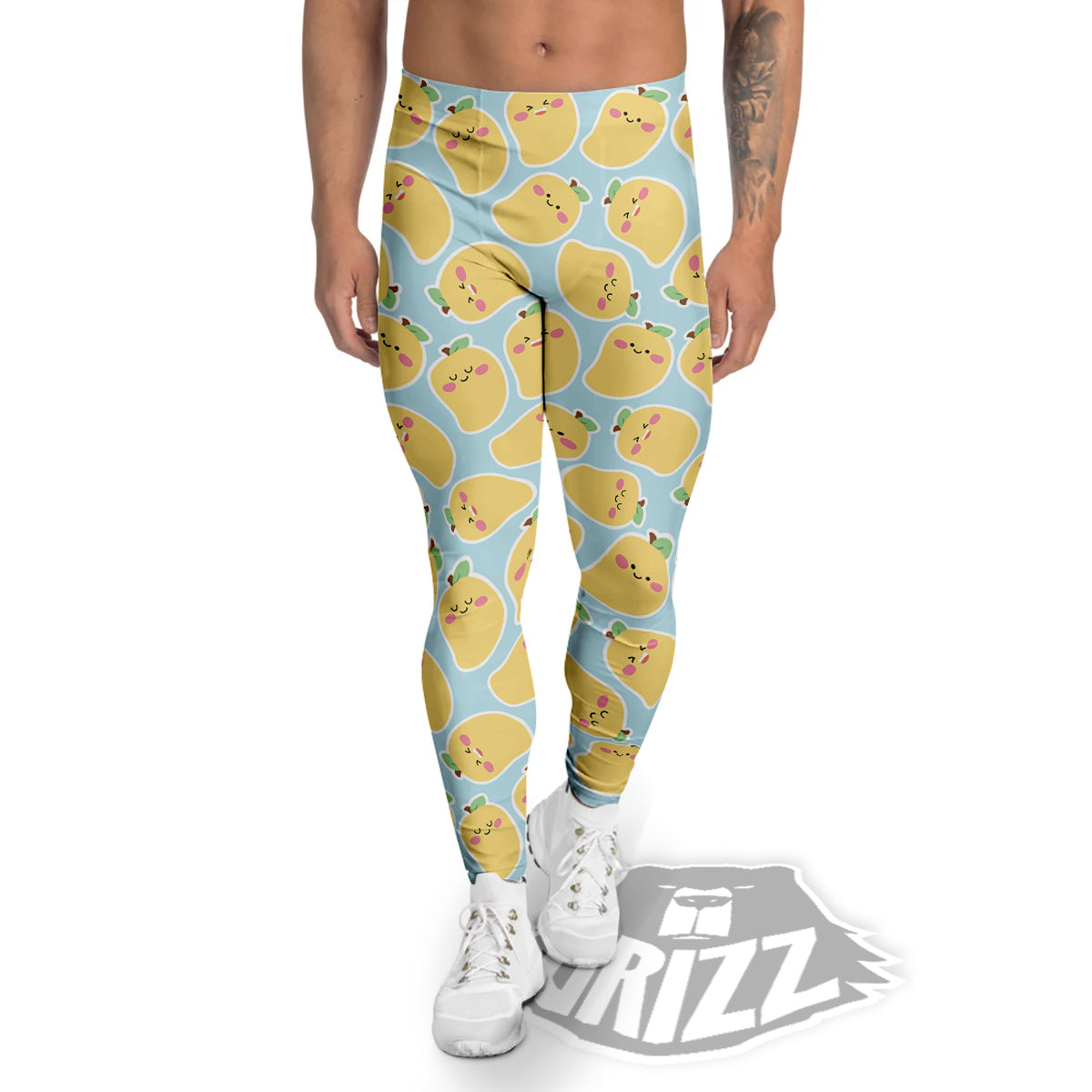 Mango Cute Print Pattern Men's Leggings-grizzshop