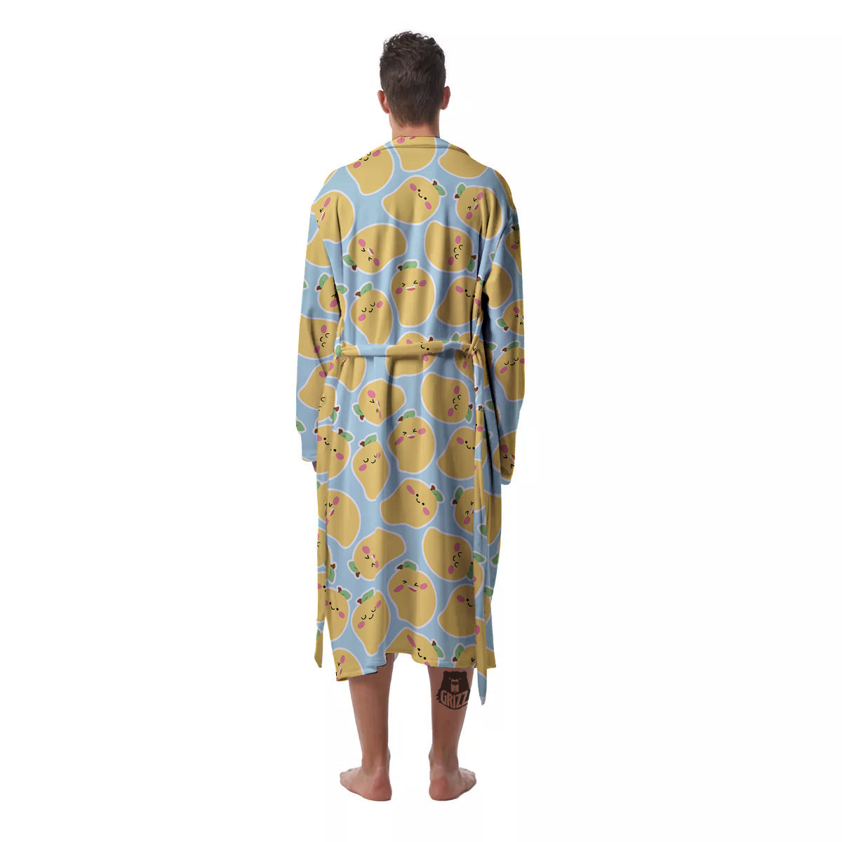 Mango Cute Print Pattern Men's Robe-grizzshop