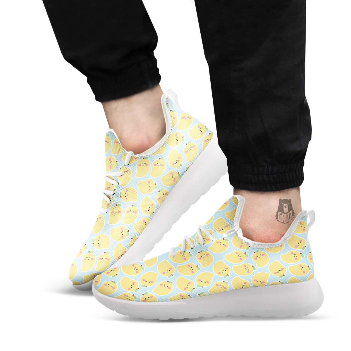 Mango Cute Print Pattern White Athletic Shoes-grizzshop