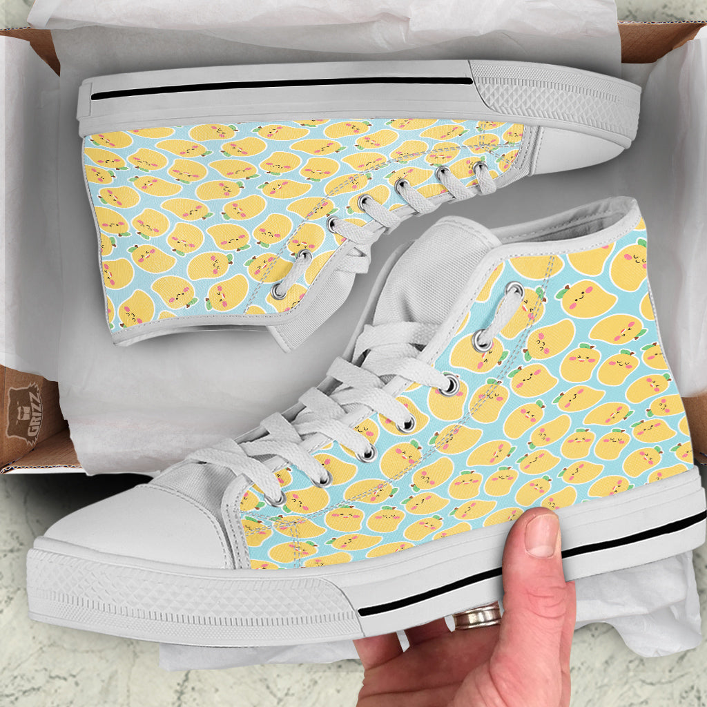 Mango Cute Print Pattern White High Top Shoes-grizzshop