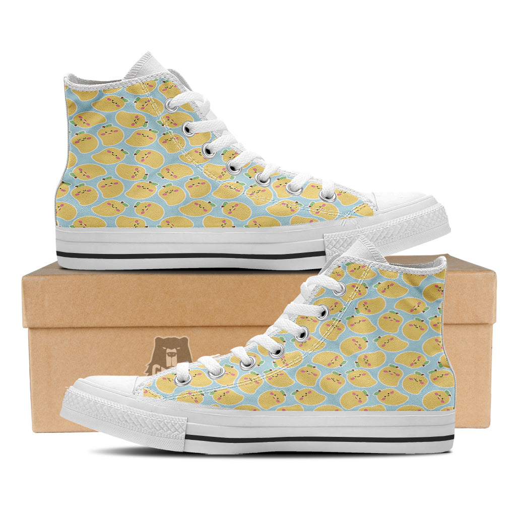 Mango Cute Print Pattern White High Top Shoes-grizzshop
