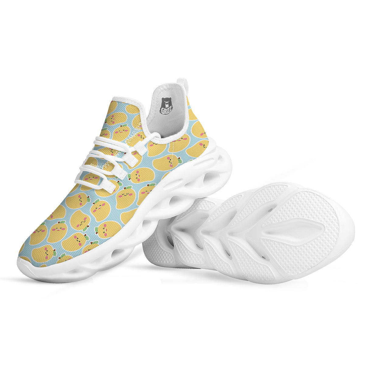 Mango Cute Print Pattern White Running Shoes-grizzshop