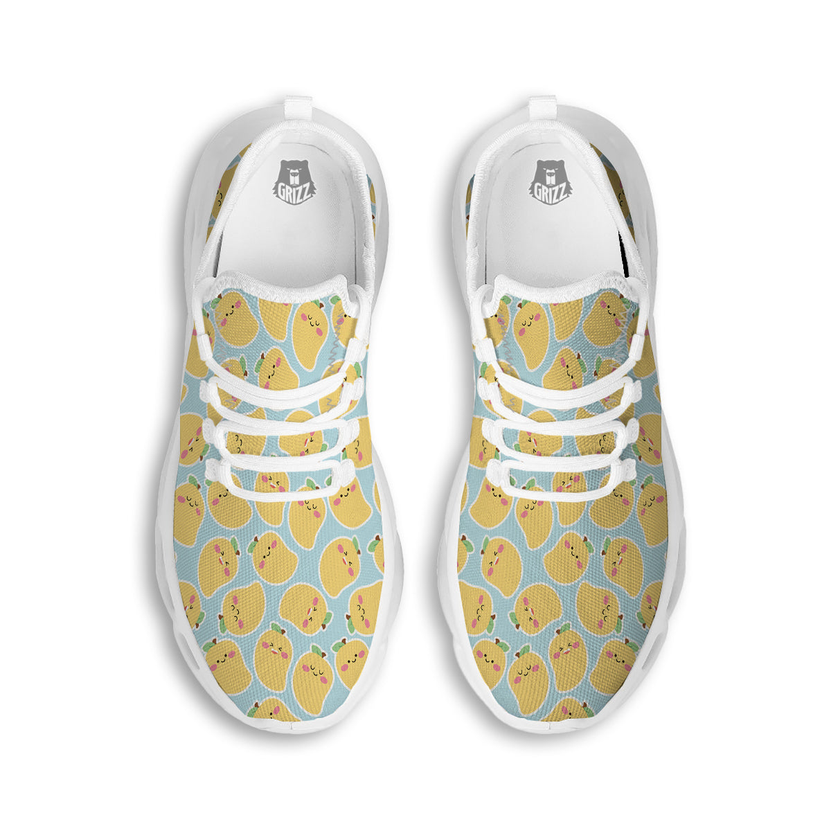 Mango Cute Print Pattern White Running Shoes-grizzshop