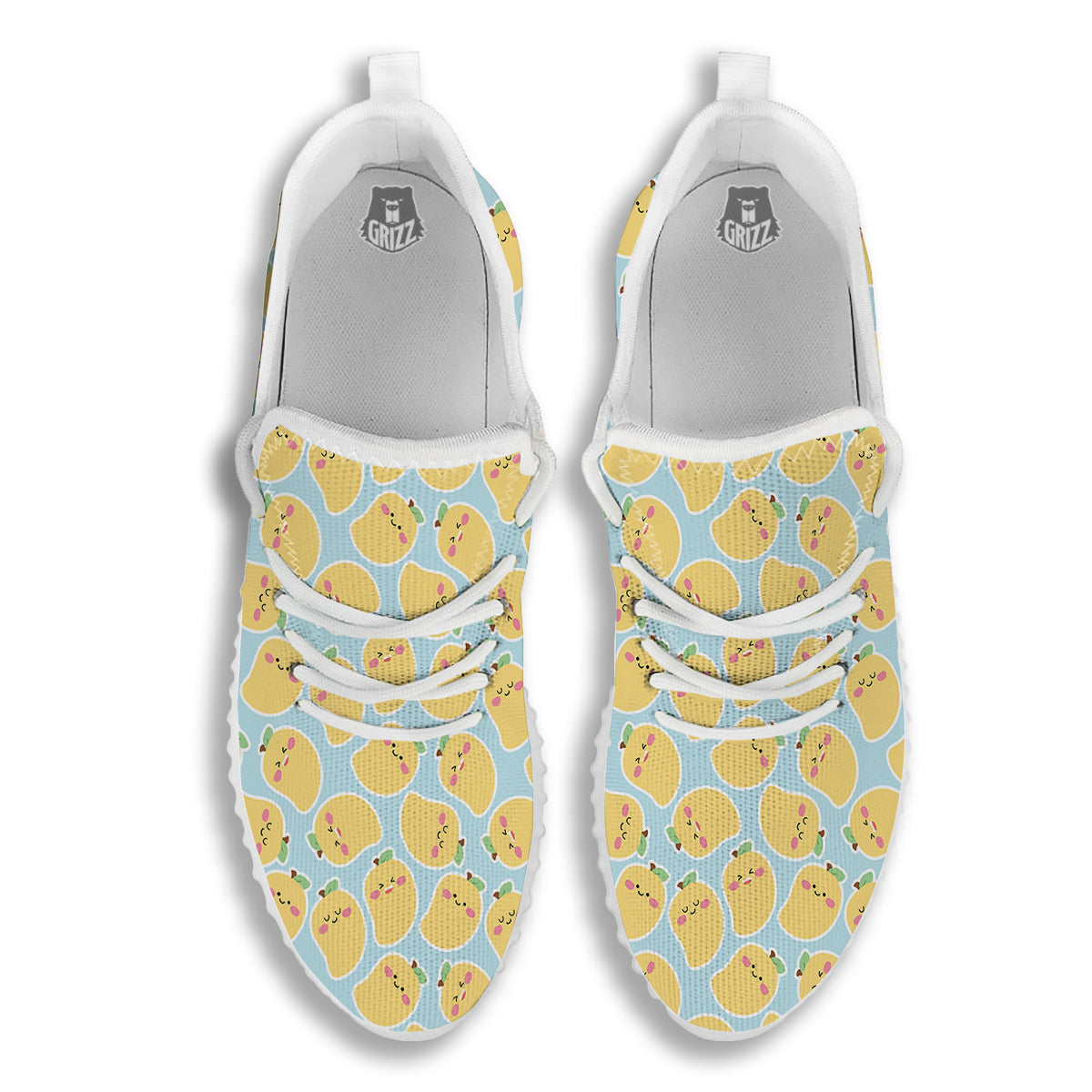 Mango Cute Print Pattern White Walking Shoes-grizzshop