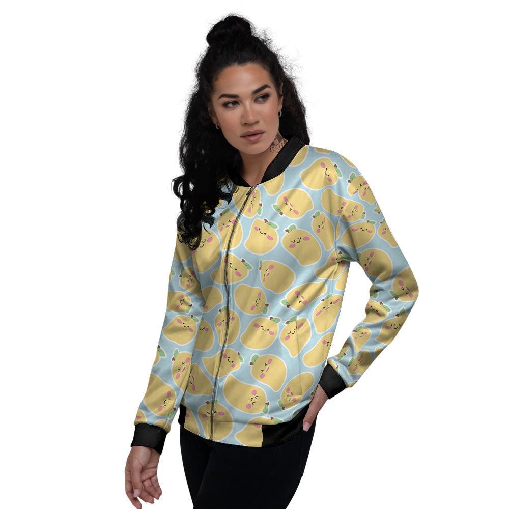 Mango Cute Print Pattern Women's Bomber Jacket-grizzshop