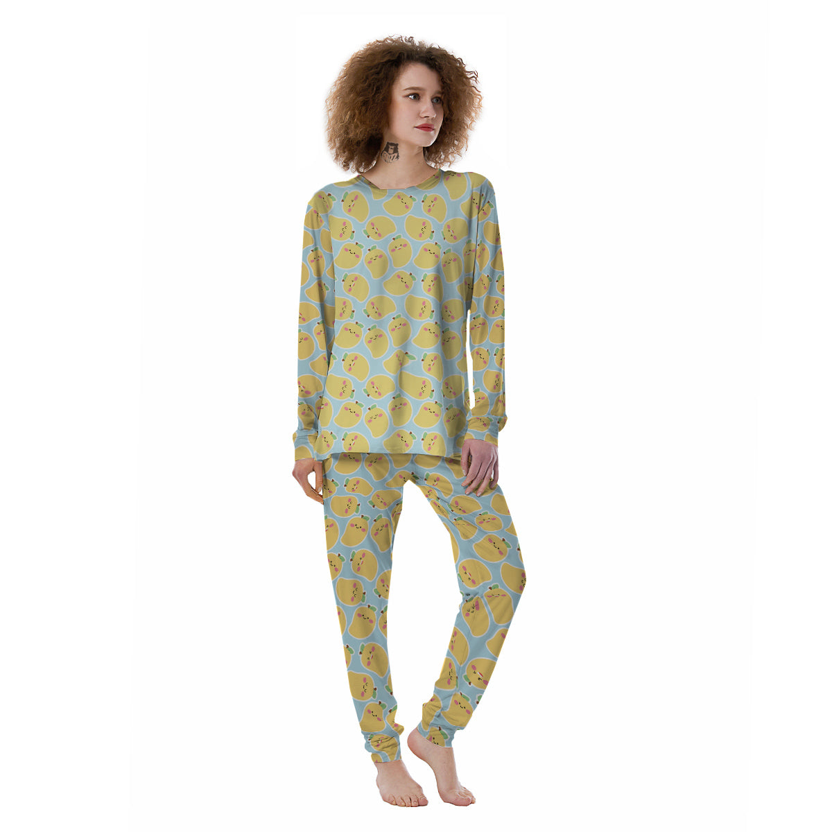 Mango Cute Print Pattern Women's Pajamas-grizzshop