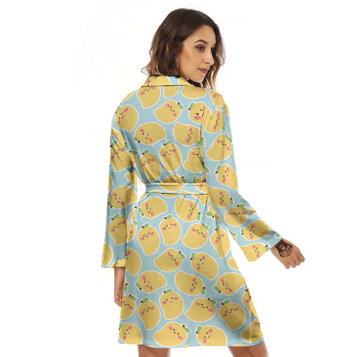 Mango Cute Print Pattern Women's Robe-grizzshop