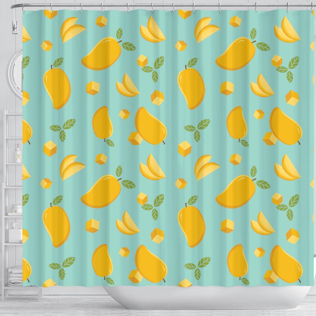 Mango Pastel Pattern Print Bathroom Shower Curtain-grizzshop