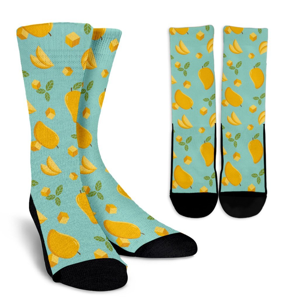 Mango Pastel Pattern Print Unisex Crew Socks-grizzshop