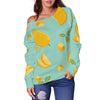Mango Pastel Pattern Print Women Off Shoulder Sweatshirt-grizzshop