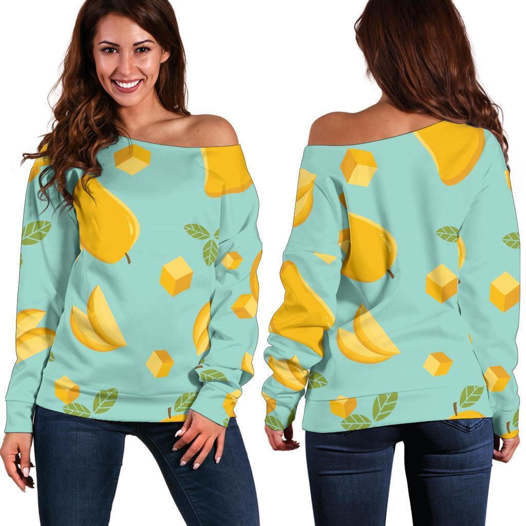 Mango Pastel Pattern Print Women Off Shoulder Sweatshirt-grizzshop