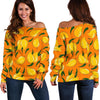 Mango Pattern Print Women Off Shoulder Sweatshirt-grizzshop