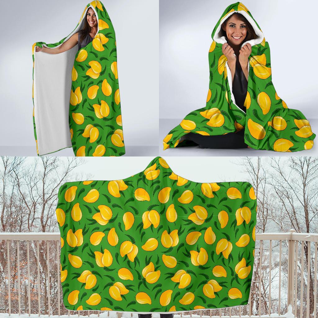Mango Print Pattern Hooded Blanket-grizzshop