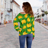 Mango Print Pattern Women Off Shoulder Sweatshirt-grizzshop