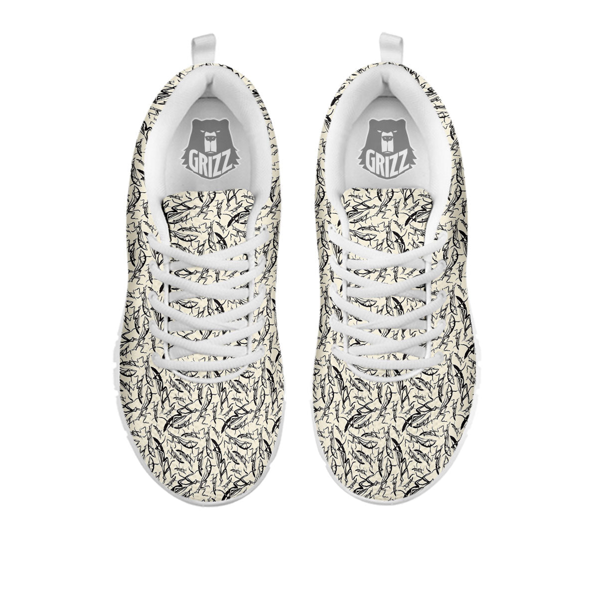 Mantis Beige And Blue Print Pattern White Sneaker-grizzshop