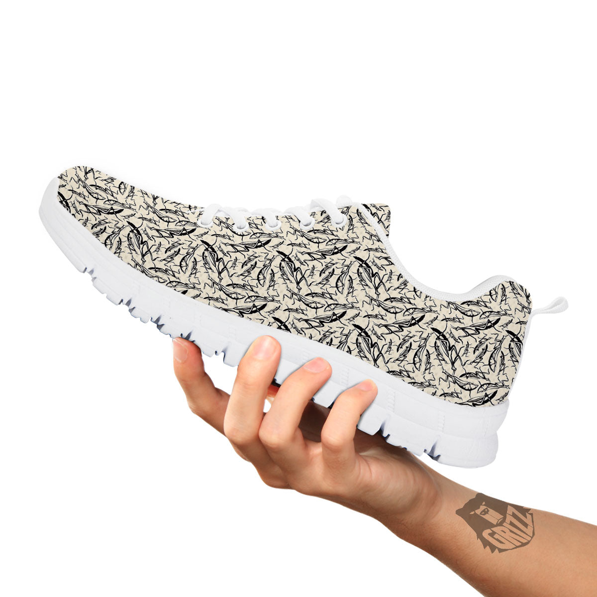 Mantis Beige And Blue Print Pattern White Sneaker-grizzshop
