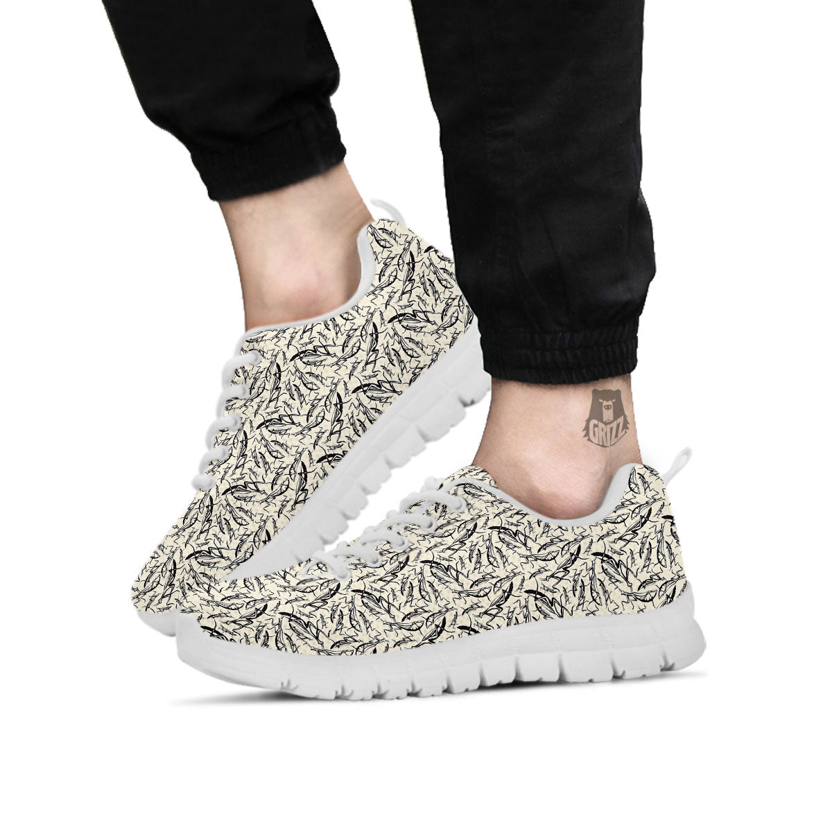 Mantis Beige And Blue Print Pattern White Sneaker-grizzshop