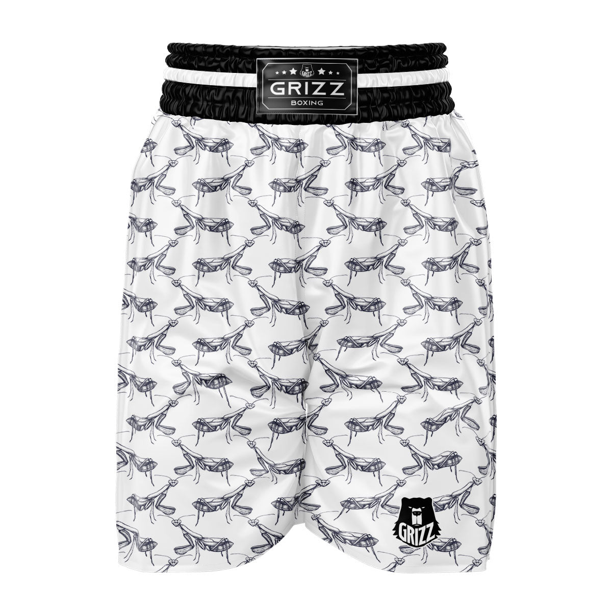 Mantis Hand Drawn Print Pattern Boxing Shorts-grizzshop