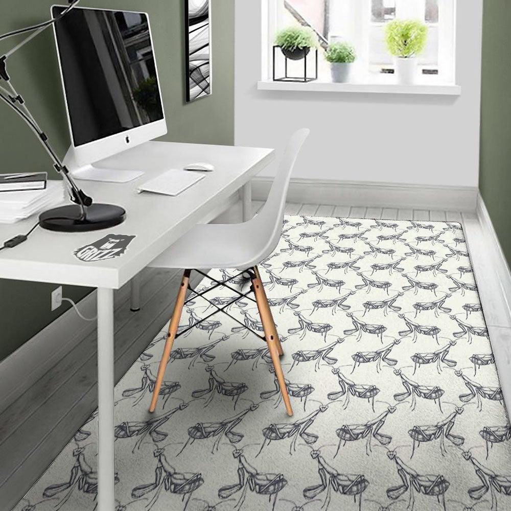 Mantis Hand Drawn Print Pattern Floor Mat-grizzshop