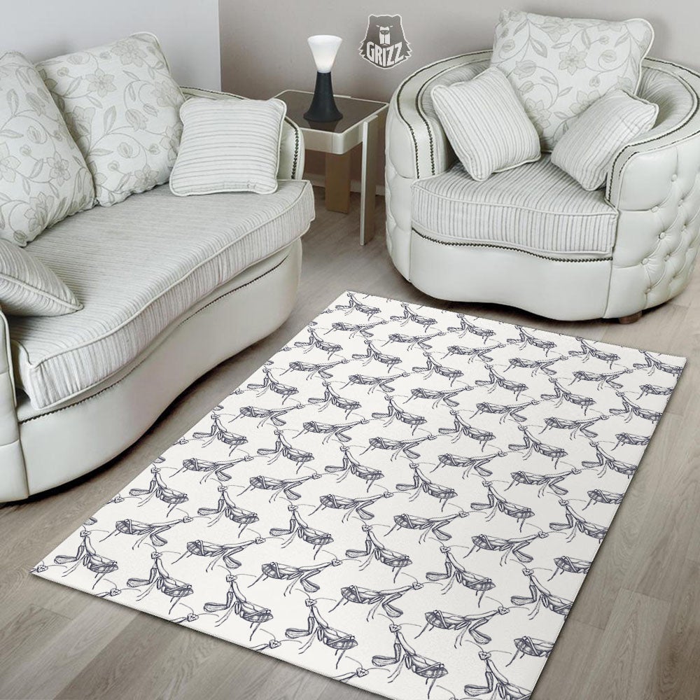 Mantis Hand Drawn Print Pattern Floor Mat-grizzshop