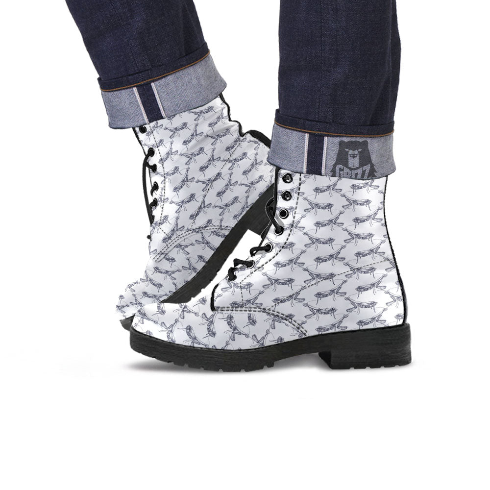 Mantis Hand Drawn Print Pattern Leather Boots-grizzshop