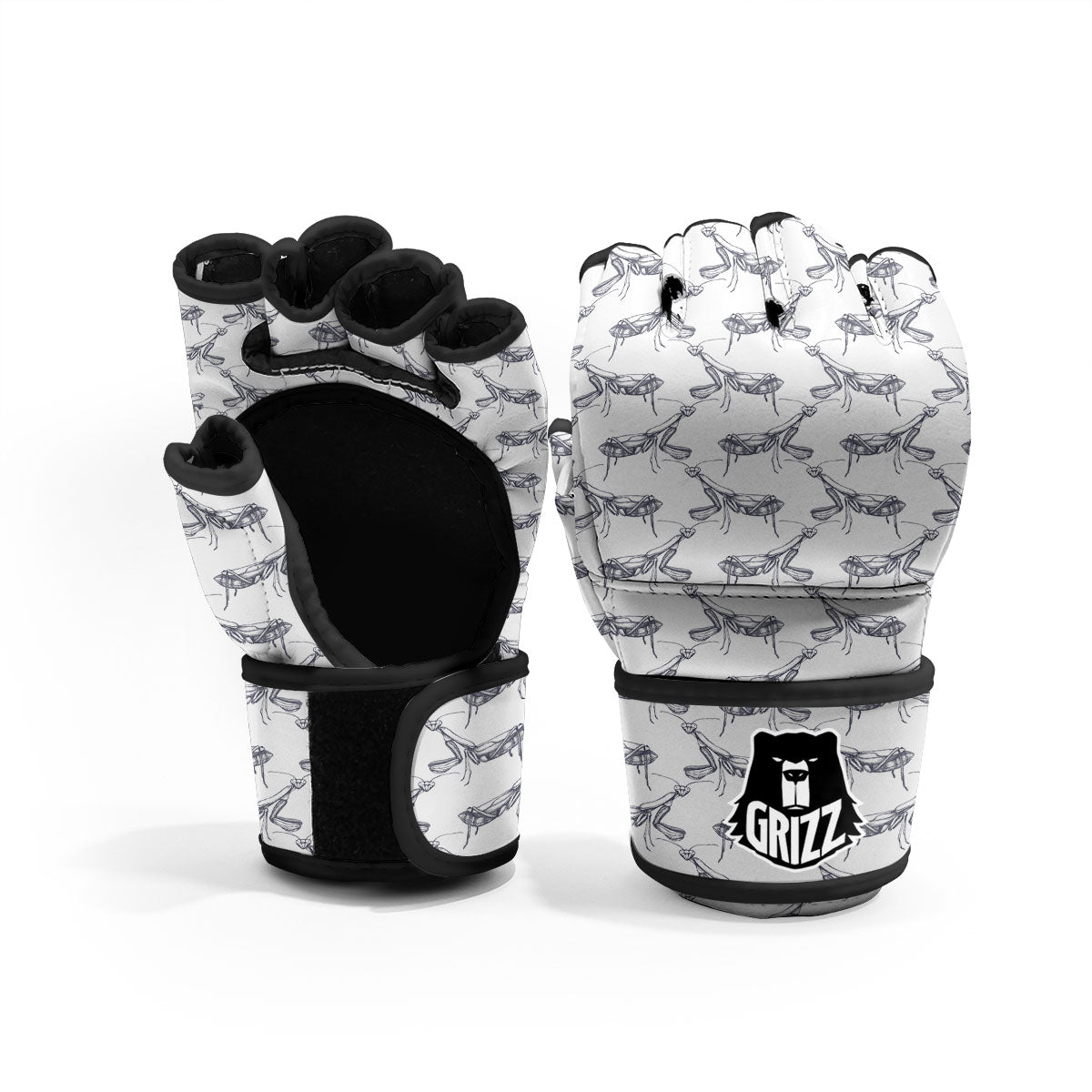Mantis Hand Drawn Print Pattern MMA Gloves-grizzshop