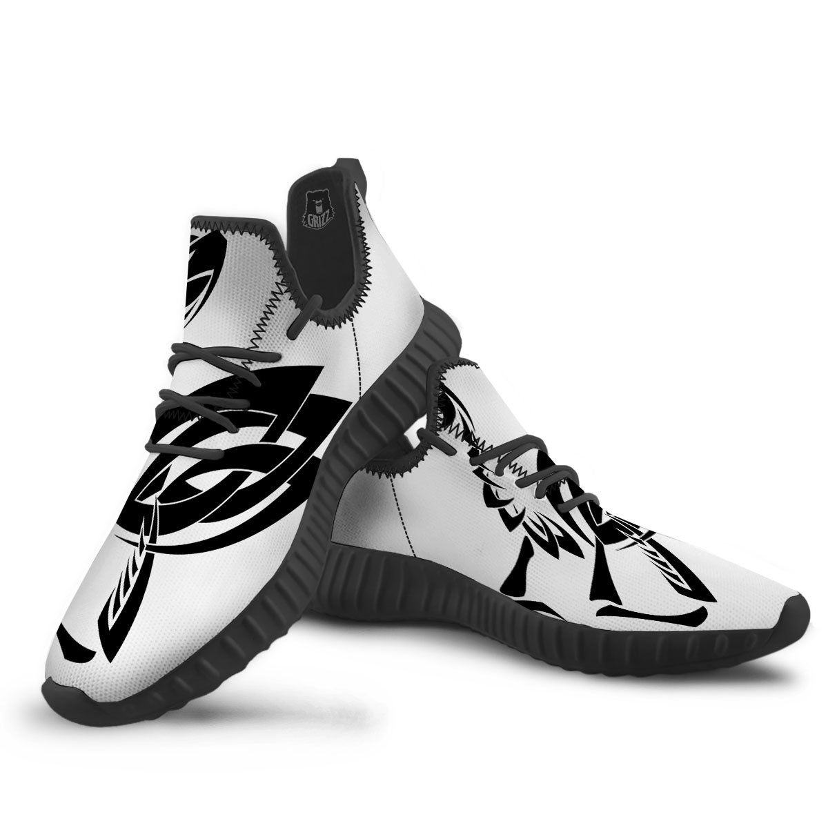 Mantis Spirit White And Black Print Black Walking Shoes-grizzshop