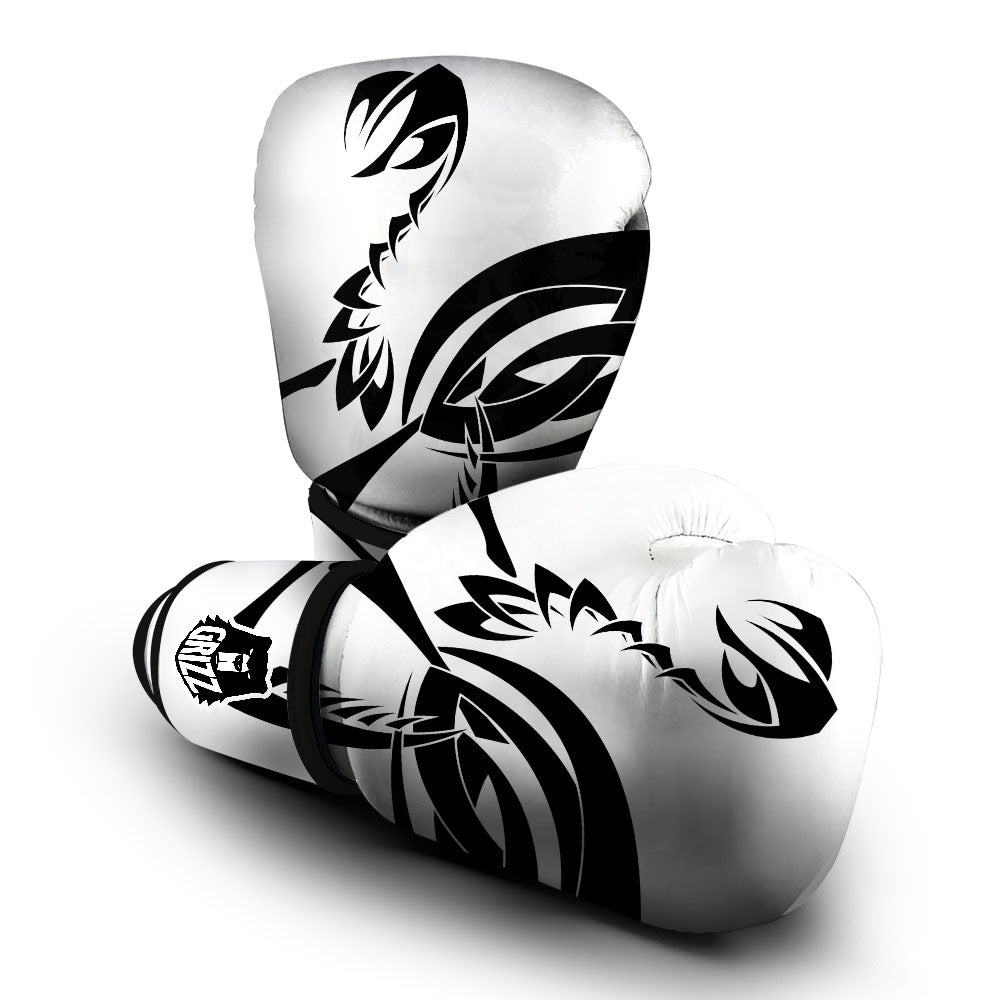 Mantis Spirit White And Black Print Boxing Gloves-grizzshop