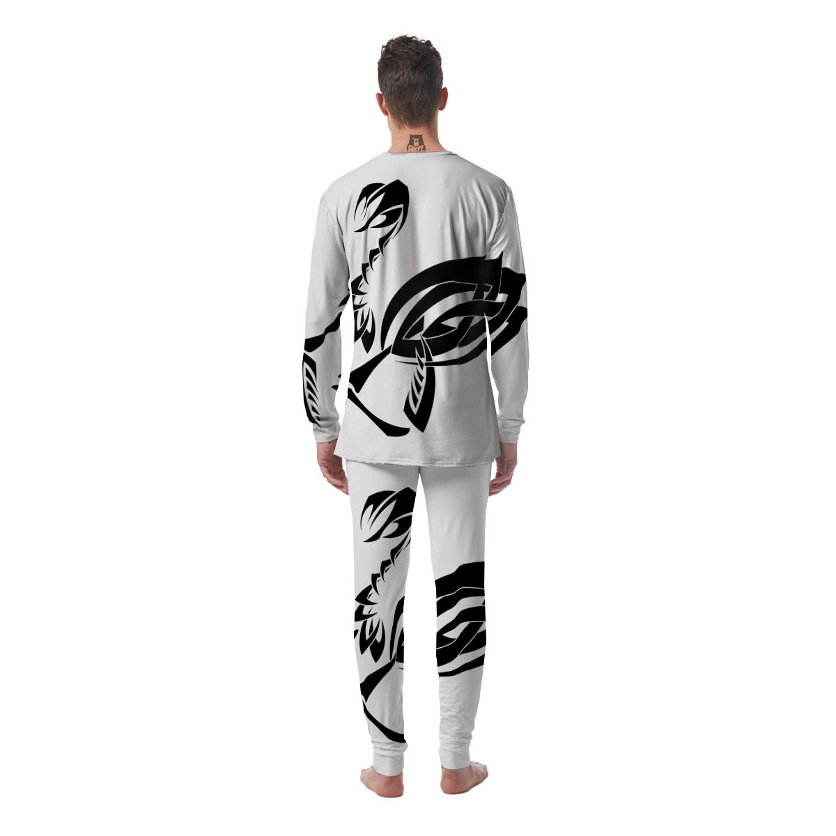 Mantis Spirit White And Black Print Men's Pajamas-grizzshop