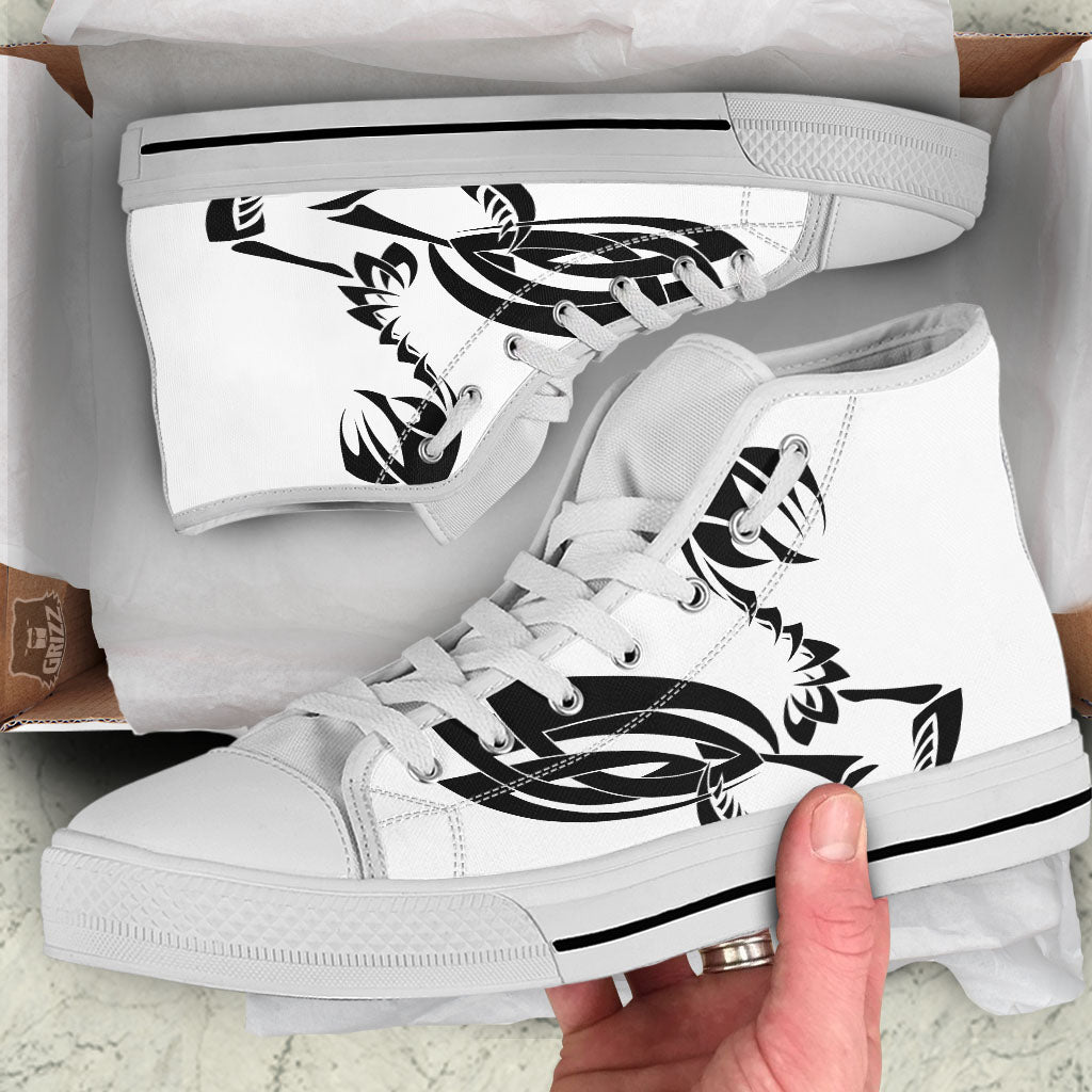 Mantis Spirit White And Black Print White High Top Shoes-grizzshop