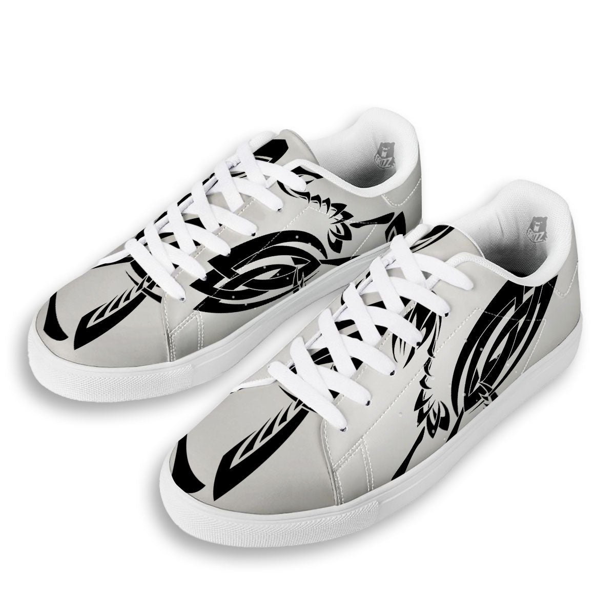 Mantis Spirit White And Black Print White Low Top Sneakers-grizzshop