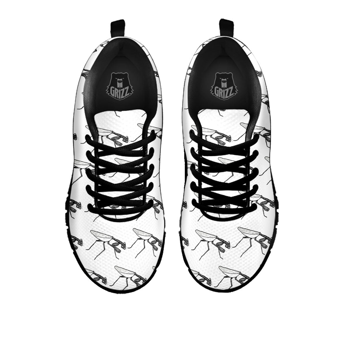 Mantis White And Black Print Pattern Black Sneaker-grizzshop