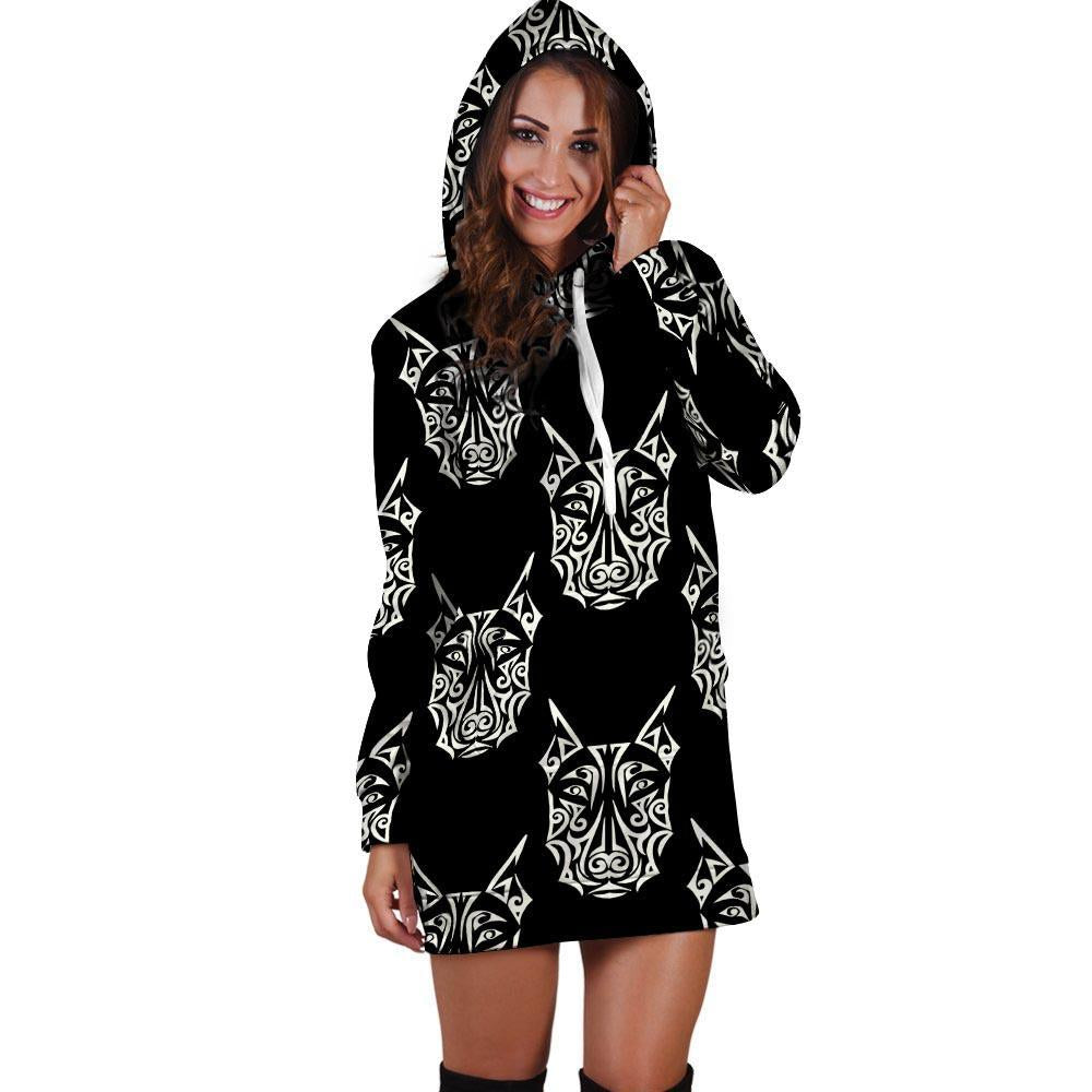 Maori Aztec Pitbull Hoodie Dress-grizzshop