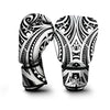 Maori Tattoo White And Black Print Boxing Gloves-grizzshop