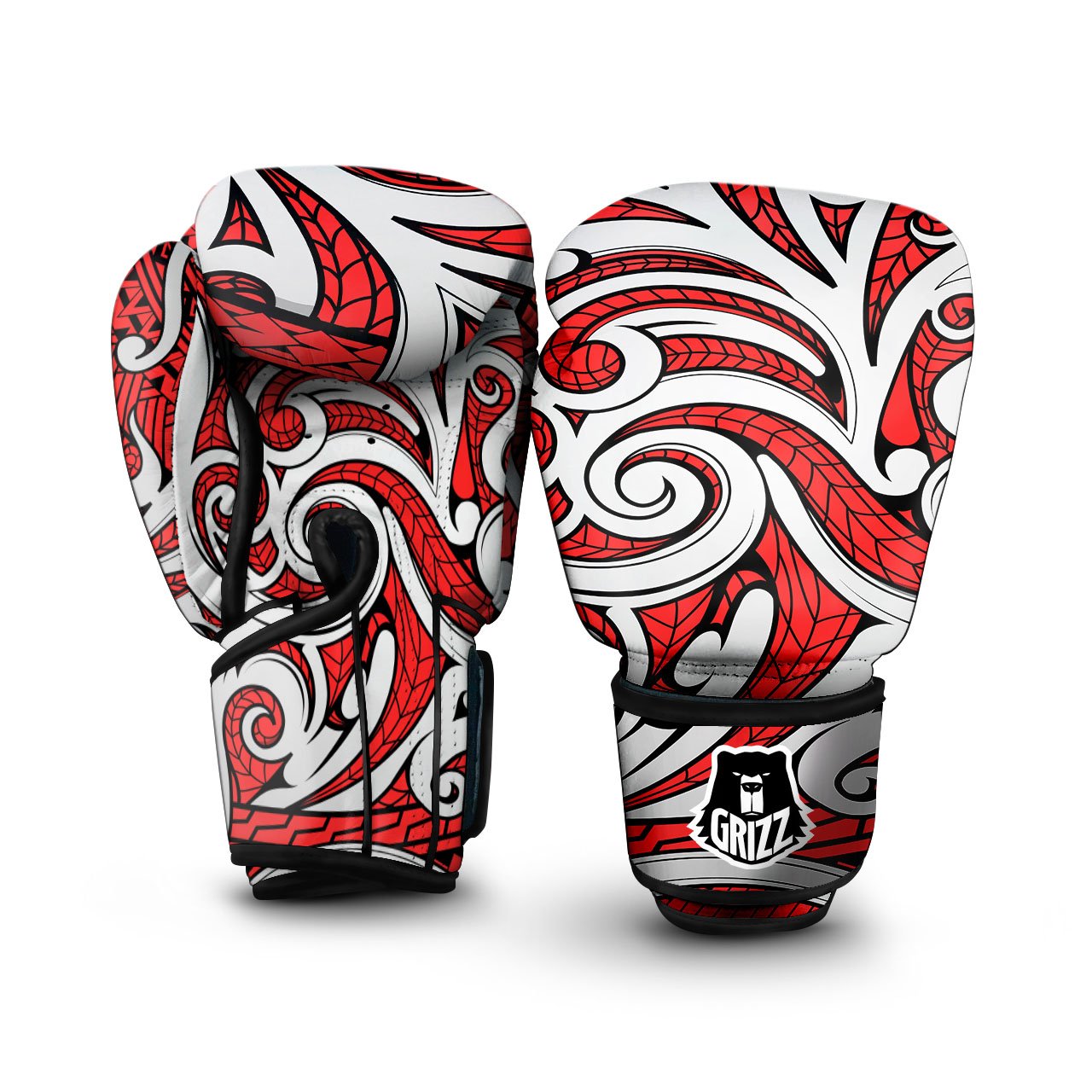 Maori Tribal Polynesian Kowhaiwhai Print Boxing Gloves-grizzshop