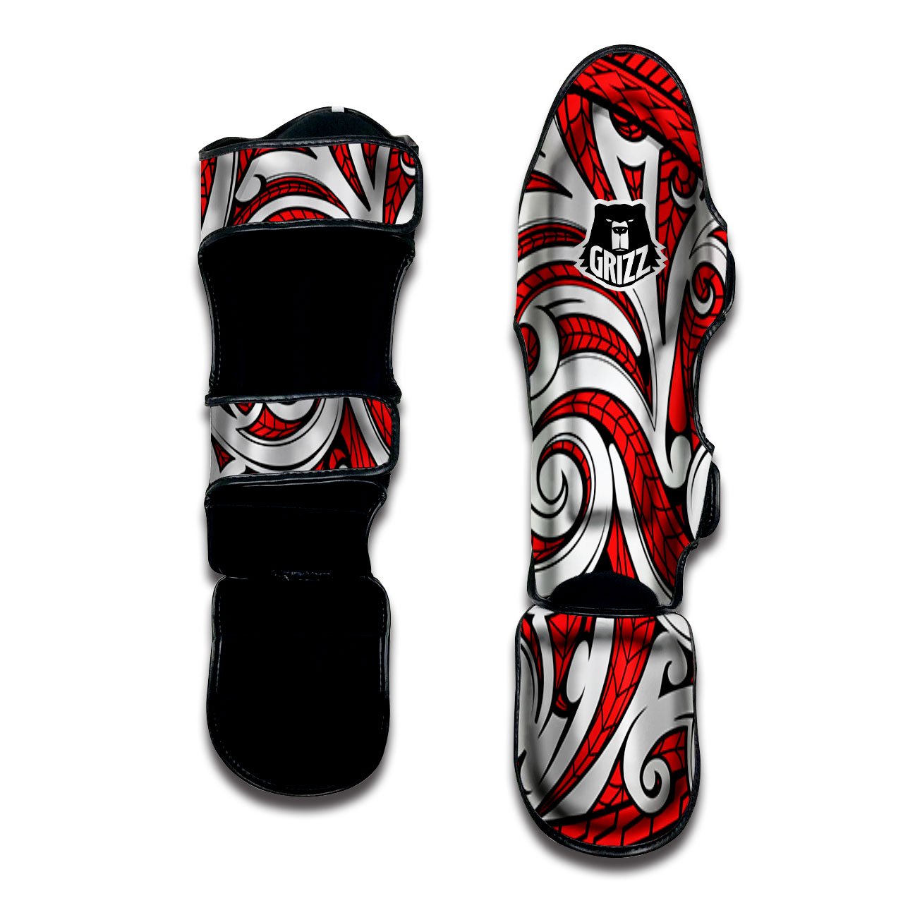 Maori Tribal Polynesian Kowhaiwhai Print Muay Thai Shin Guards-grizzshop