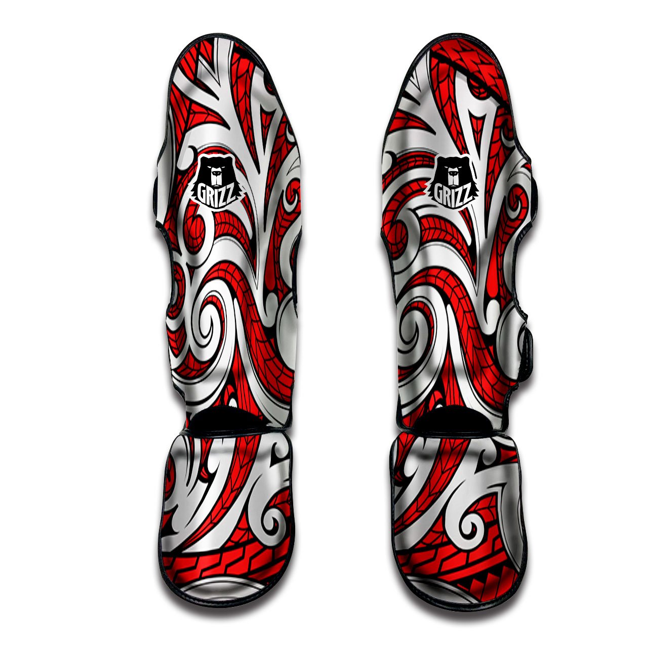 Maori Tribal Polynesian Kowhaiwhai Print Muay Thai Shin Guards-grizzshop