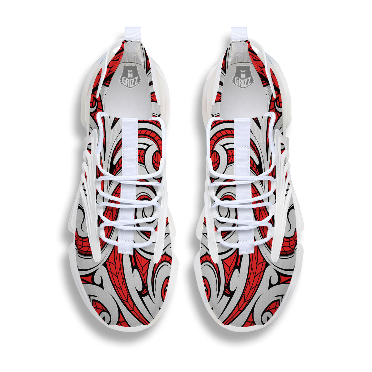 Maori Tribal Polynesian Kowhaiwhai Print White Gym Shoes-grizzshop