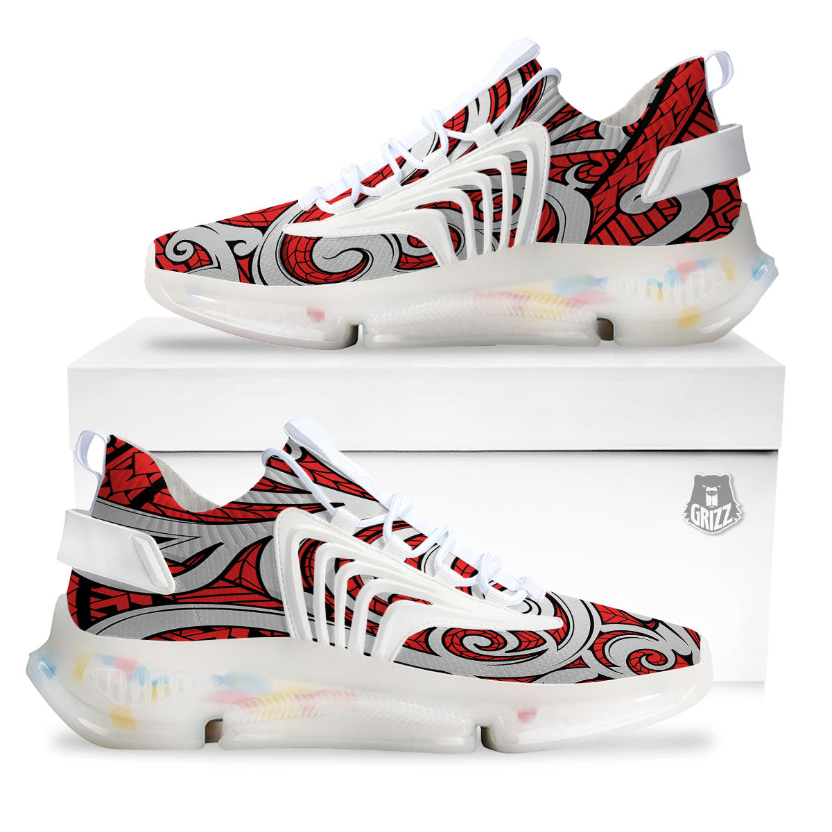 Maori Tribal Polynesian Kowhaiwhai Print White Gym Shoes-grizzshop