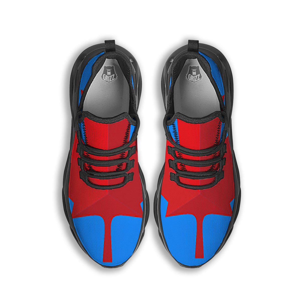 Maple Leaf Autumn Print Black Running Shoes-grizzshop