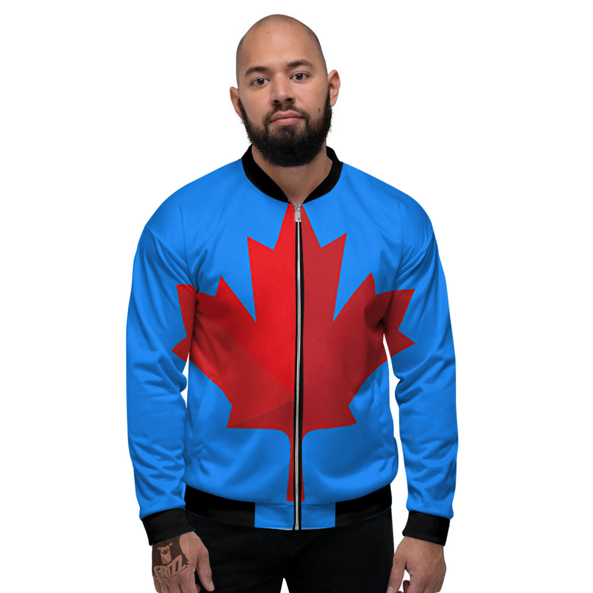 Maple Leaf Autumn Print Men's Bomber Jacket-grizzshop