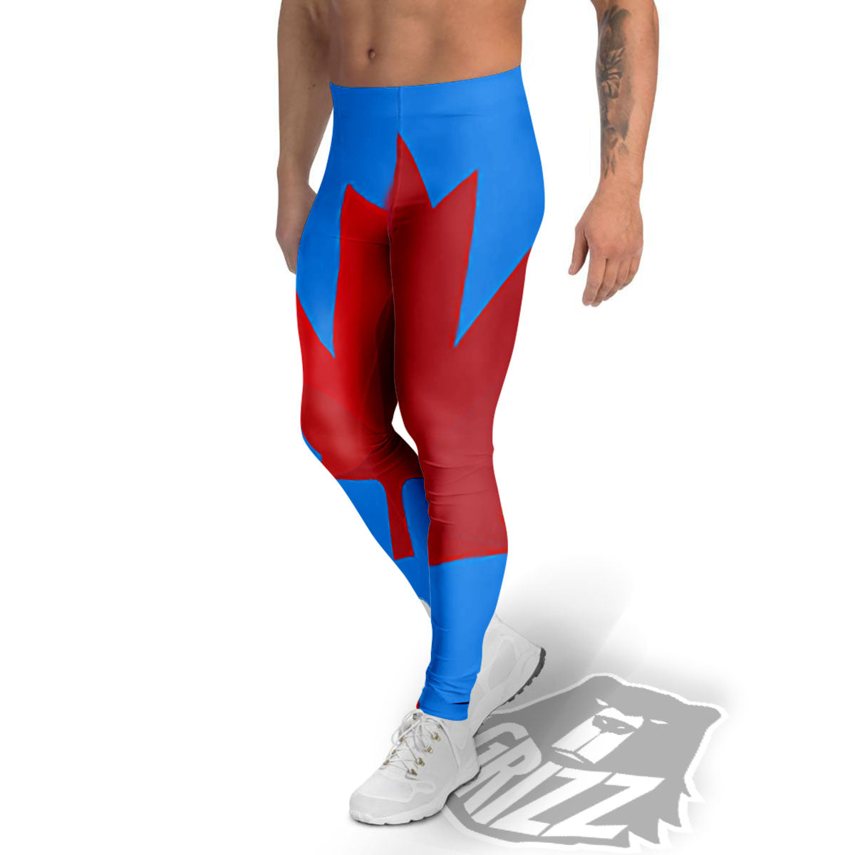 Maple Leaf Autumn Print Men's Leggings-grizzshop