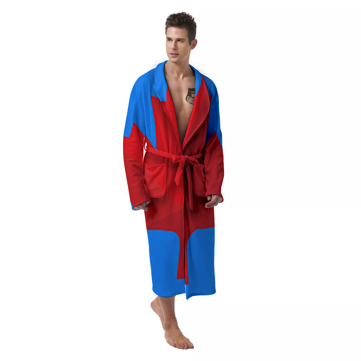 Maple Leaf Autumn Print Men's Robe-grizzshop
