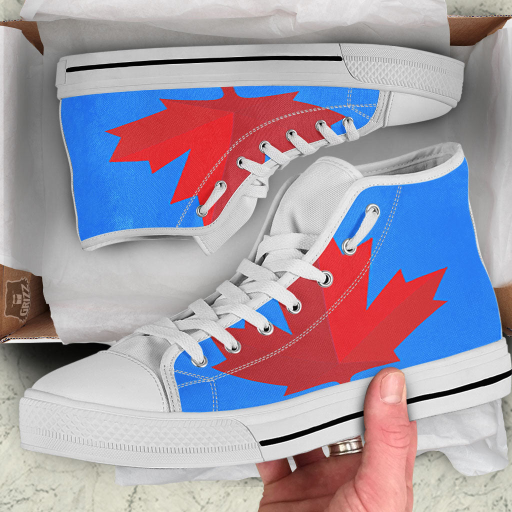 Maple Leaf Autumn Print White High Top Shoes-grizzshop
